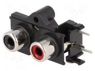 Connector: RCA; socket; female; double; angled 90°; THT CLIFF