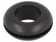 Grommet; Ømount.hole: 12.7mm; Øhole: 9.5mm; rubber; black FIX&FASTEN