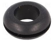 Grommet; Ømount.hole: 12.7mm; Øhole: 9.5mm; rubber; black FIX&FASTEN