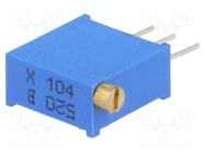 Potentiometer: mounting; multiturn; 100kΩ; 500mW; THT; ±10%; linear SR PASSIVES