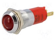 Indicator: LED; recessed; red; 24÷28VDC; Ø14.2mm; IP50; connectors SIGNAL-CONSTRUCT