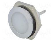 Indicator: LED; flat; white; 12÷14VDC; Ø22mm; IP67; metal; ØLED: 20mm SIGNAL-CONSTRUCT