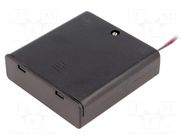 Holder; AA,R6; Batt.no: 4; cables; 150mm; black COMF