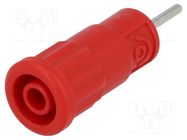 Socket; 4mm banana; 36A; 1kV; red; on panel,push-in; -25÷80°C; 5mΩ SCHÜTZINGER