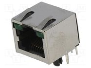 Socket; RJ45; Cat: 5; shielded,with LED; Layout: 8p8c; THT Amphenol Communications Solutions