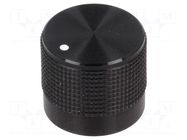 Knob; with pointer; Øshaft: 6mm; Ø20mm; black; Shaft: knurled CLIFF