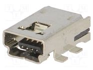 Socket; USB A mini; SMT; PIN: 4; horizontal ECE