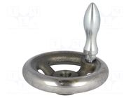 Knob; cast iron; Ømount.hole: 10mm; Øout: 80mm; with handle ELESA+GANTER