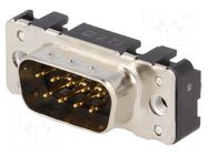 Connector: D-Sub; PIN: 9; socket; male; on PCBs; straight; THT; M3 HARTING