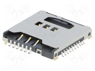 Connector: for cards; microSD,SIM; SIM + microSD; SMT 