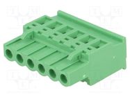 Pluggable terminal block; 5mm; ways: 6; angled; plug; female; green DEGSON ELECTRONICS