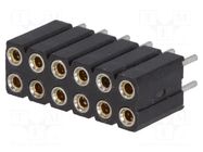 Connector: pin strips; socket; female; PIN: 12; straight; THT; 2x6 CONNFLY