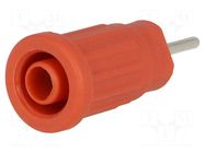 Connector: 4mm banana; socket; 24A; 1kV; red; nickel plated; 36.5mm SCHÜTZINGER