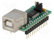 Module: USB; UART; -40÷85°C; 3.3÷5.25VDC; pin strips,USB B 