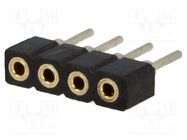 Socket; pin strips; female; PIN: 4; low profile,turned contacts CONNFLY