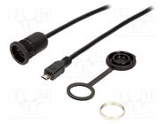 Cable; USB 2.0; USB B micro socket,USB B micro plug; IP65; 1.5m ENCITECH