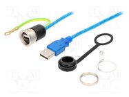 Cable; USB 2.0,with earthing,with cap; USB A socket,USB A plug 