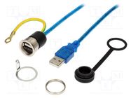 Cable; USB 2.0,with earthing,with cap; USB A socket,USB A plug 