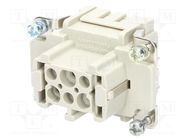 Connector: HDC; contact insert; female; Han® HMC; PIN: 6; 6+PE; 16A 