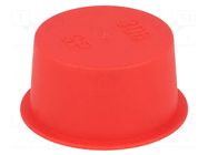 Stopper; Body: red; Out.diam: 47.4mm; H: 19mm; LDPE; push-in; SafeCAP SUNDPLAST
