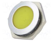Indicator: LED; flat; yellow; 12÷14VDC; Ø22mm; IP67; connectors SIGNAL-CONSTRUCT