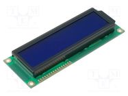 Display: LCD; alphanumeric; STN Negative; 16x2; blue; LED; PIN: 16 RAYSTAR OPTRONICS