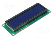 Display: LCD; alphanumeric; STN Negative; 16x2; blue; LED; PIN: 16 RAYSTAR OPTRONICS