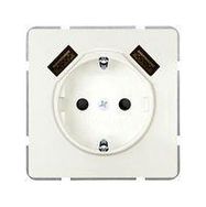 SOCKET OUTLET, 2 USB CHARGER, 16A, WHT