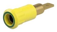 BANANA TEST CONN, SCKT, 25A, GRN/YEL