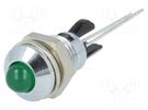 Indicator: LED; prominent; green; Ø8mm; for PCB; brass; ØLED: 5mm MENTOR