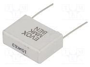 Capacitor: polyester; 10uF; 40VAC; 63VDC; 22.5mm; ±10%; 9x18.5x26mm KEMET