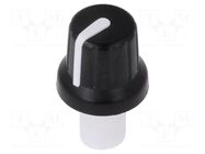 Knob; with pointer; ABS; Øshaft: 6mm; Ø15.8x13.8mm; black; push-in SR PASSIVES