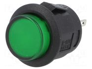 Switch: push-button; Pos: 2; SPST-NO; 1.5A/250VAC; OFF-ON; green SCI