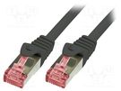 Patch cord; S/FTP; 6; stranded; Cu; LSZH; black; 2m; 27AWG LOGILINK