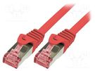 Patch cord; S/FTP; 6; stranded; Cu; LSZH; red; 5m; 27AWG LOGILINK