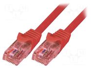 Patch cord; RJ45 plug,both sides; U/UTP; 6; stranded; Cu; LSZH; red LOGILINK