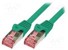 Patch cord; S/FTP; 6; stranded; Cu; LSZH; green; 2m; 27AWG LOGILINK