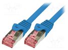 Patch cord; S/FTP; 6; stranded; Cu; LSZH; blue; 2m; 27AWG LOGILINK
