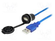 Cable; USB 2.0,with cap; USB A socket,USB A plug; IP65; 1.5m ENCITECH