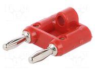 Connector: 4mm banana; stackable safety shunt; 15A; 5kV; red POMONA