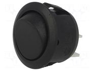 ROCKER; SPST; Pos: 2; (ON)-OFF; 6A/250VAC; black; none; R13; round BULGIN