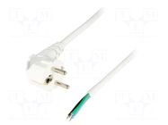 Cable; 3x1mm2; CEE 7/7 (E/F) plug angled,wires; PVC; 2.5m; white LIAN DUNG
