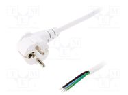 Cable; 3x1mm2; CEE 7/7 (E/F) plug angled,wires; PVC; 1.8m; white LIAN DUNG