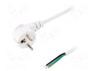 Cable; 3x1mm2; CEE 7/7 (E/F) plug angled,wires; PVC; 5m; white LIAN DUNG
