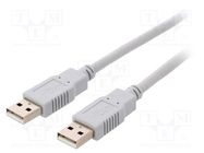 Cable; USB 2.0; USB A plug,both sides; 5m; grey; Core: Cu BQ CABLE