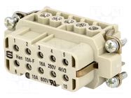 Connector: HDC; contact insert; female; 16A; 250V; Han® A; PIN: 10 HARTING