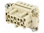 Connector: HDC; contact insert; female; 16A; 500V; Han® ES; PIN: 10 HARTING