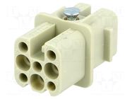 Connector: HDC; contact insert; female; 10A; 50V; Han® D; PIN: 8 HARTING