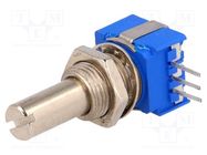 Potentiometer: shaft; THT; 1W; 10kΩ; ±10%; 290°; for PCB; linear BOURNS