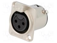 Socket; XLR; female; PIN: 3; flange (2 holes),for panel mounting AMPHENOL